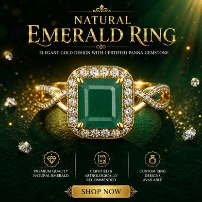 Natural Emerald (Panna) 3.38 Carat – 100% Original & Lab Certified Mercury (Budh) Gemstone for Intelligence & Growth