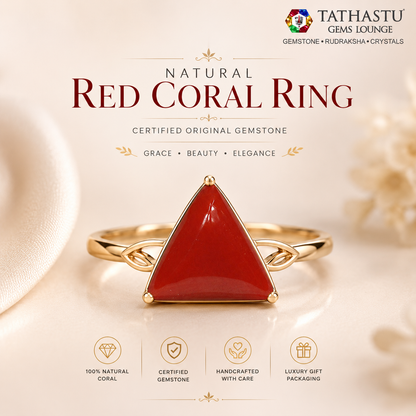 Natural Red Coral (Moonga) Triangle 5.07 Carat – 100% Original Mars (Mangal) Gemstone for Strength & Courage
