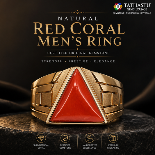 Natural Red Coral (Moonga) Triangle 4.25 Carat – 100% Original Mars (Mangal) Gemstone for Strength & Courage