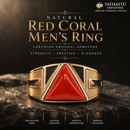 Natural Red Coral (Moonga) Triangle 7.57 Carat – 100% Original Mars (Mangal) Gemstone for Strength & Courage