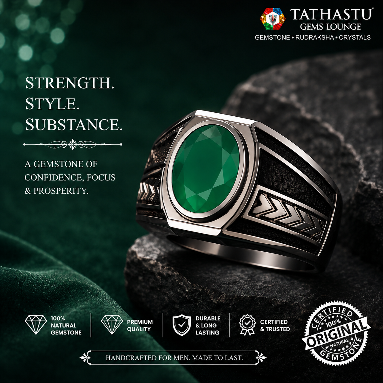 Natural Green Onyx 3.75 Carat – 100% Original & Lab Certified Gemstone for Healing & Positive Energy