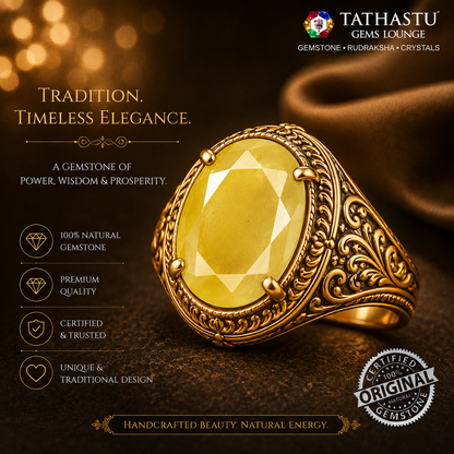 Natural Yellow Sapphire (Pukhraj) 3.71 Carat – Certified Jupiter Gemstone for Wealth & Success