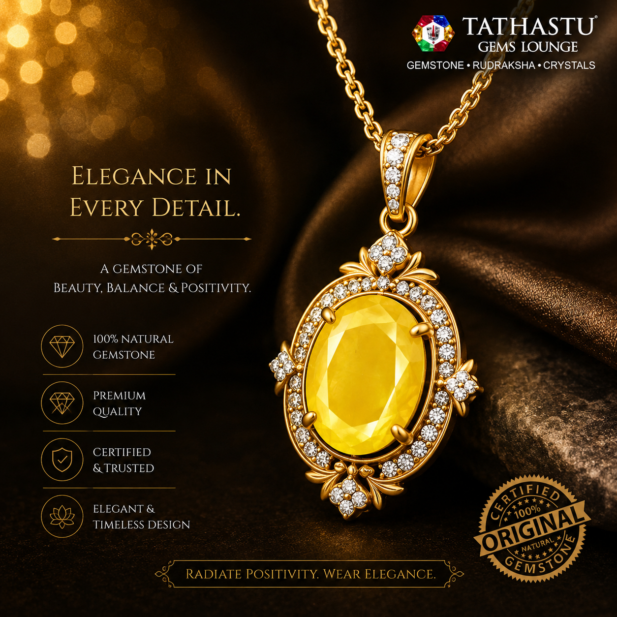 Natural Yellow Sapphire (Phukhraj) 3.72 Carat – Certified Jupiter Gemstone for Wealth & Success