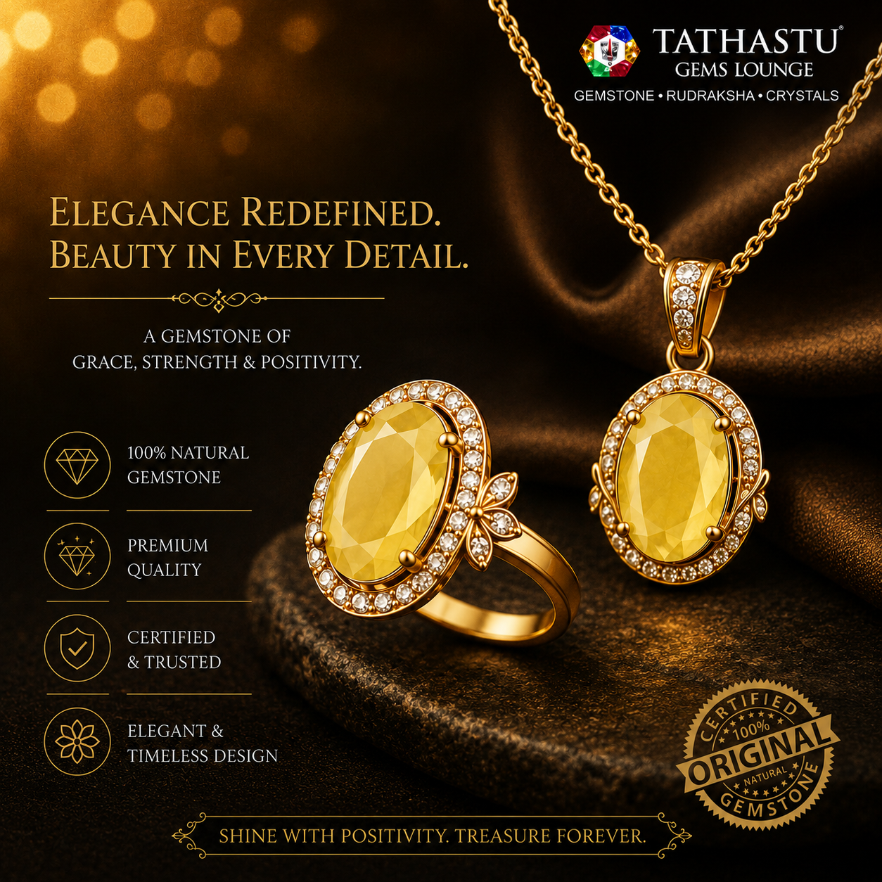 Natural Yellow Sapphire (Pukhraj) 4.34 Carat – Certified Jupiter Gemstone for Wealth & Success