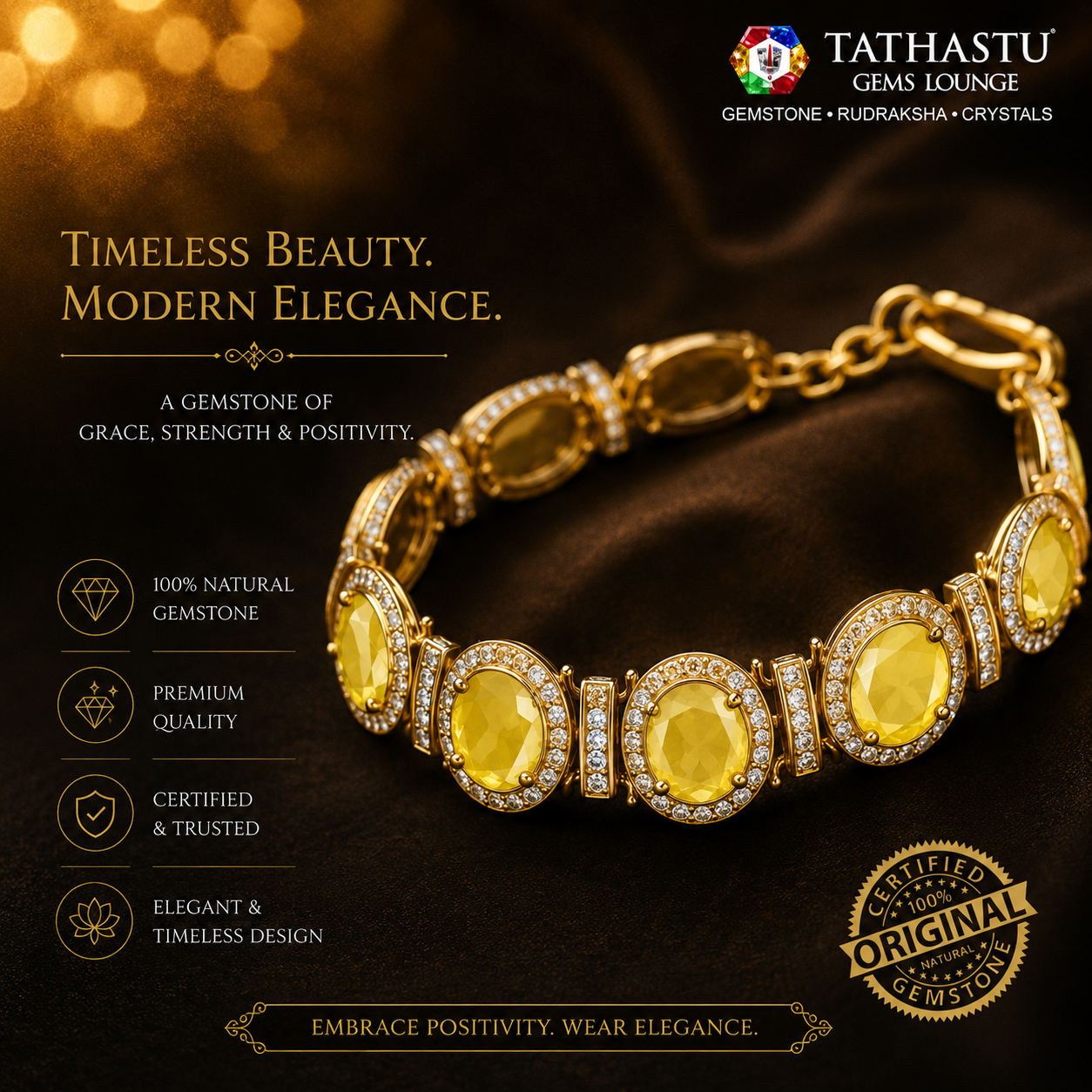 Natural Yellow Sapphire (Pukhraj) 4.50 Carat – Certified Jupiter Gemstone for Wealth & Success