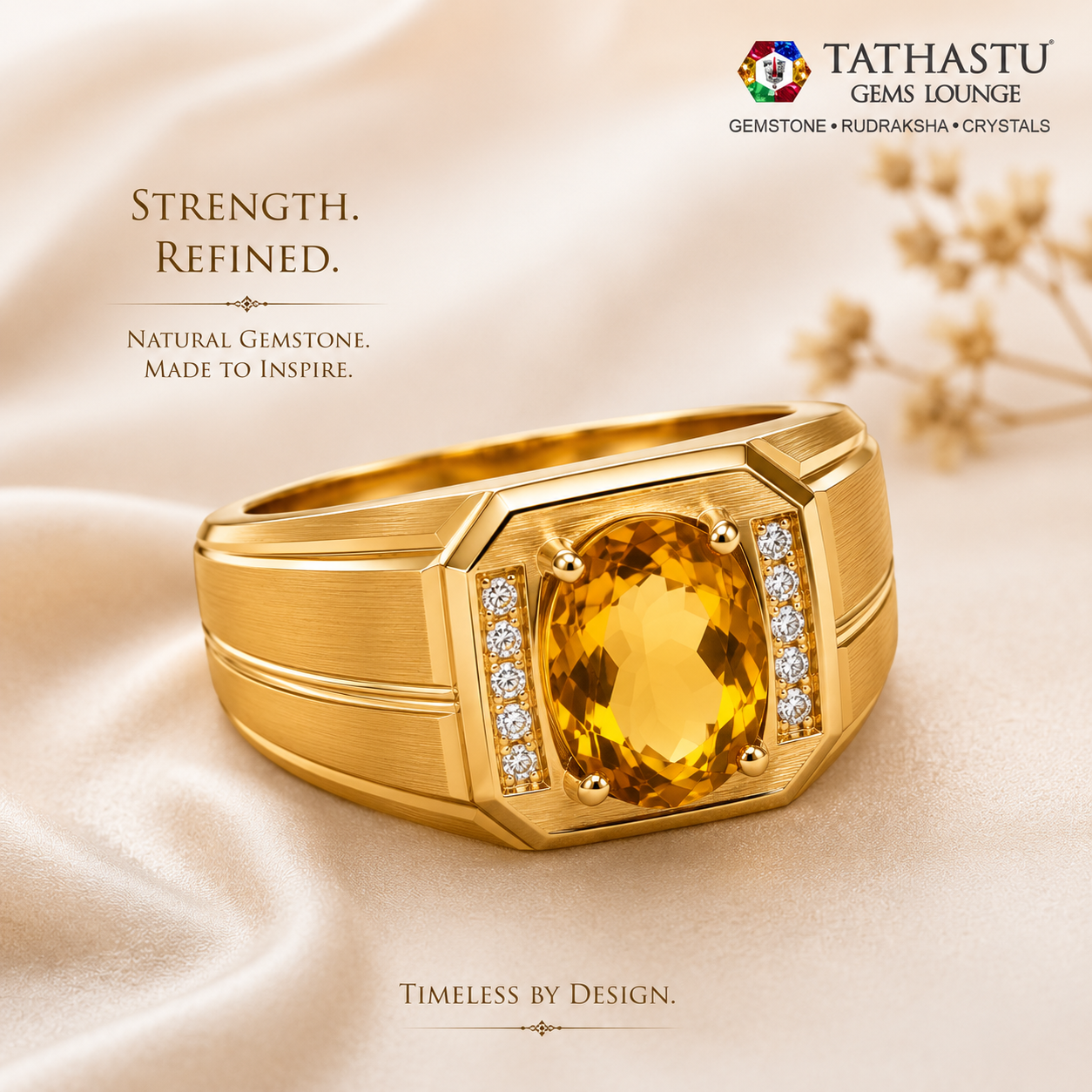 Natural Yellow Citrine Sunela 4.15 Carat Ring