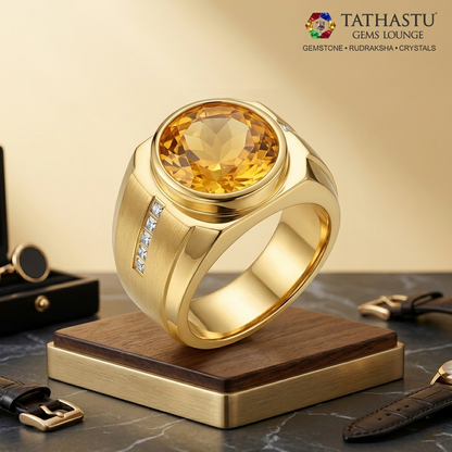 Certified Natural Yellow Citrine Sunela 4.16 Carat Ring