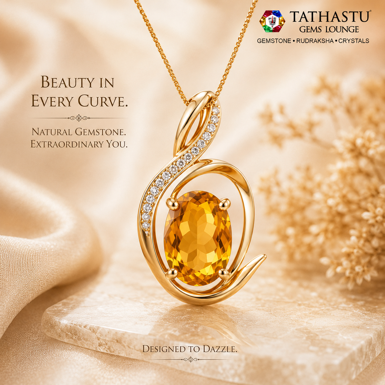 Natural Yellow Citrine Sunela 5.10 Carat Pendant