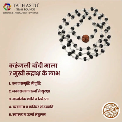 Rules and proper way to wear Dhanyog Karungali Mala with 7 Mukhi Rudraksha - Tathastu Gems
