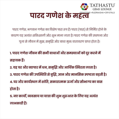Detailed guide on Parad Ganesh Ji pooja vidhi and spiritual importance - Tathastu Gems Lounge