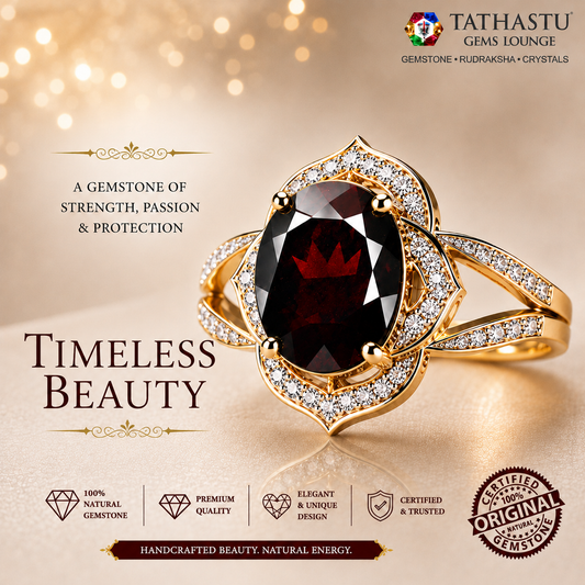 Natural Red Garnet Raktmani 4.16 Carat Ring