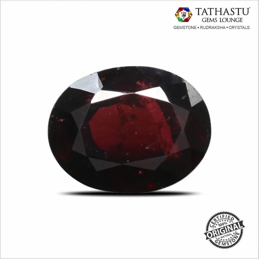 Natural Red Garnet Raktmani 4.56 Carat lab certified gemstone for energy, passion, and Root Chakra alignment - Tathastu Gems Lounge