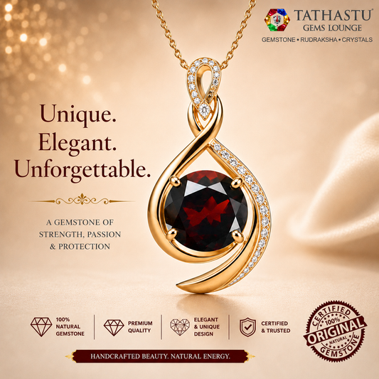 Natural Red Garnet Raktmani 4.88 Carat Pendant