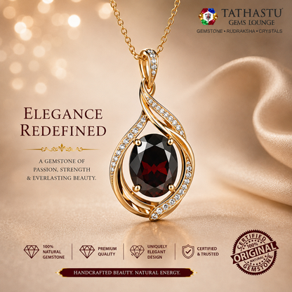 Pendant with a Red Garnet Raktmani gemstone 4.99 carats featuring Tathastu Gems Lounge.