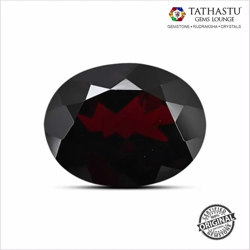 Natural Red Garnet Raktmani 5.25 Carat lab certified gemstone for energy, passion, and Root Chakra alignment - Tathastu Gems Lounge