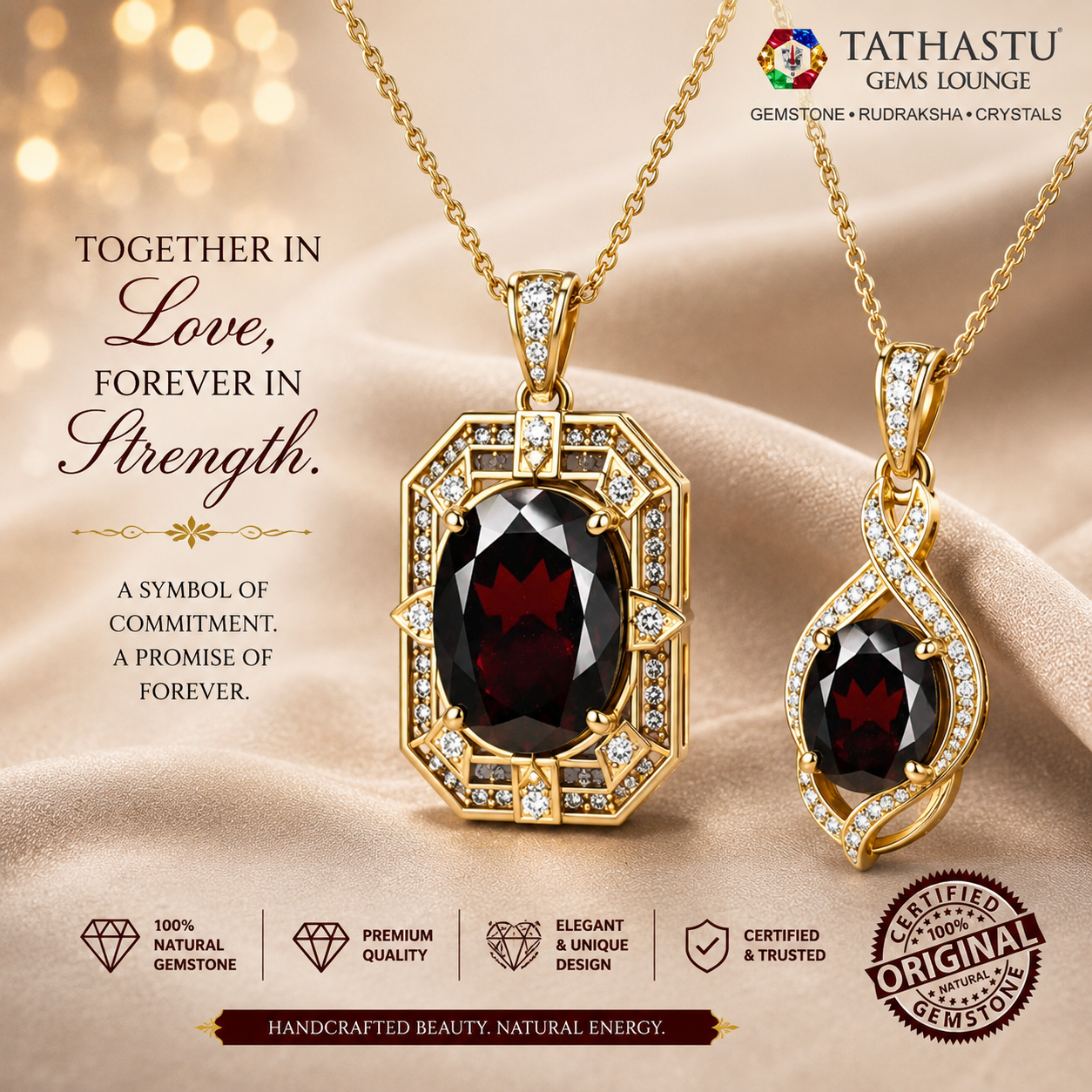 Red Garnet Raktmani stone 5.56 Carats Pendants