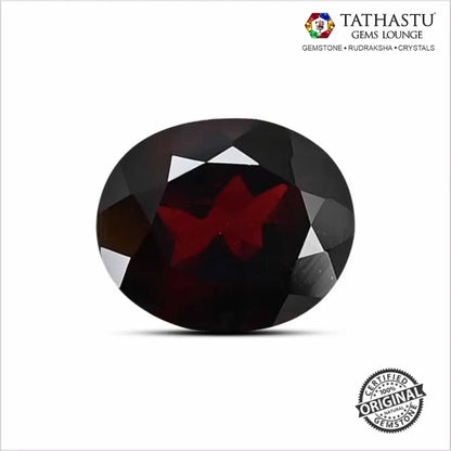 Natural Red Garnet Raktmani 5.56 Carat lab certified gemstone for energy, passion, and Root Chakra alignment - Tathastu Gems Lounge
