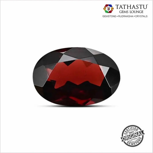 Natural Red Garnet Raktmani 6.66 Carat lab certified gemstone for energy, passion, and Root Chakra alignment - Tathastu Gems Lounge