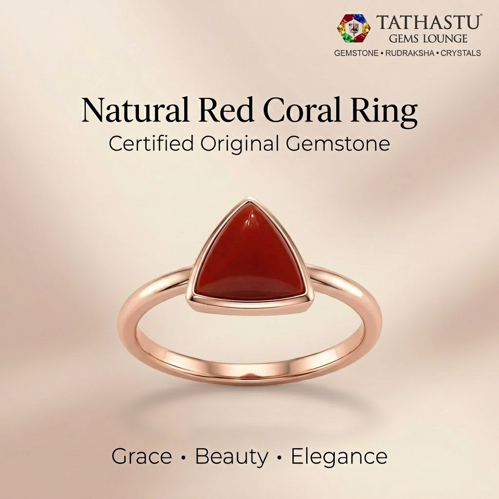 Natural Red Coral (Moonga) Triangle 5.30 Carat – 100% Original Mars (Mangal) Gemstone for Strength & Courage