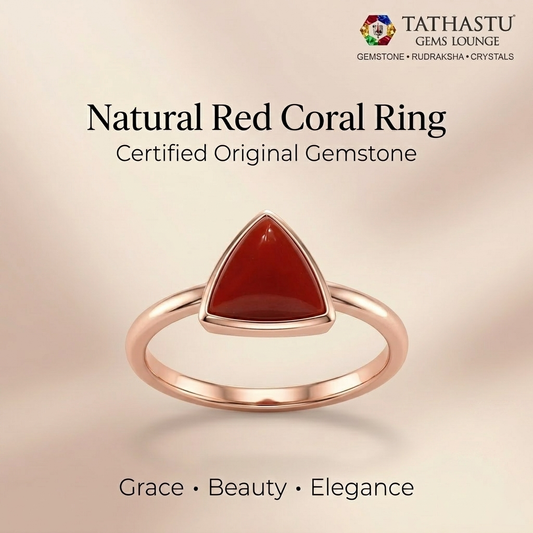 Natural Red Coral (Moonga) Triangle 5.30 Carat – 100% Original Mars (Mangal) Gemstone for Strength & Courage