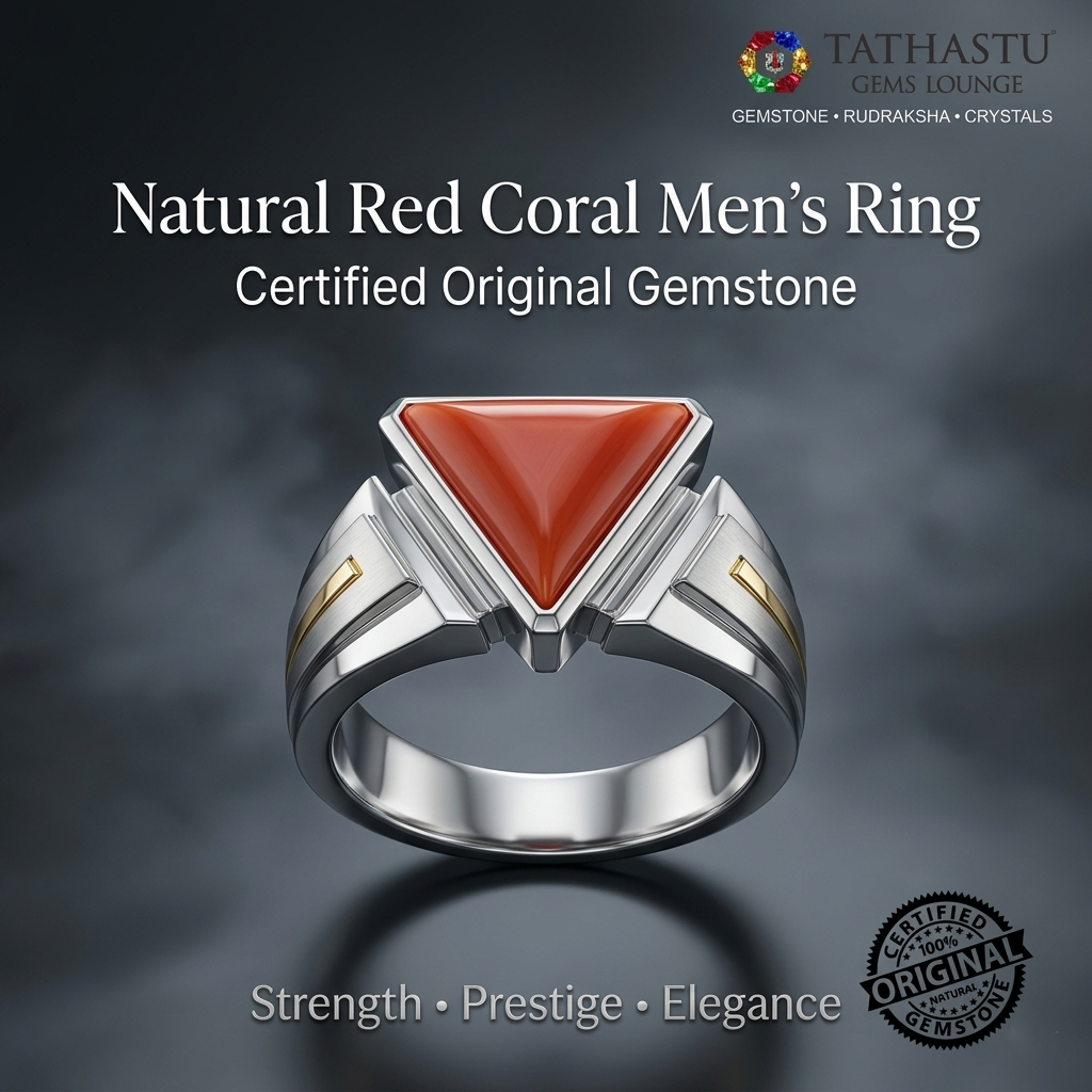 Natural Red Coral (Moonga) Triangle 5.38 Carat – 100% Original Mars (Mangal) Gemstone for Strength & Courage
