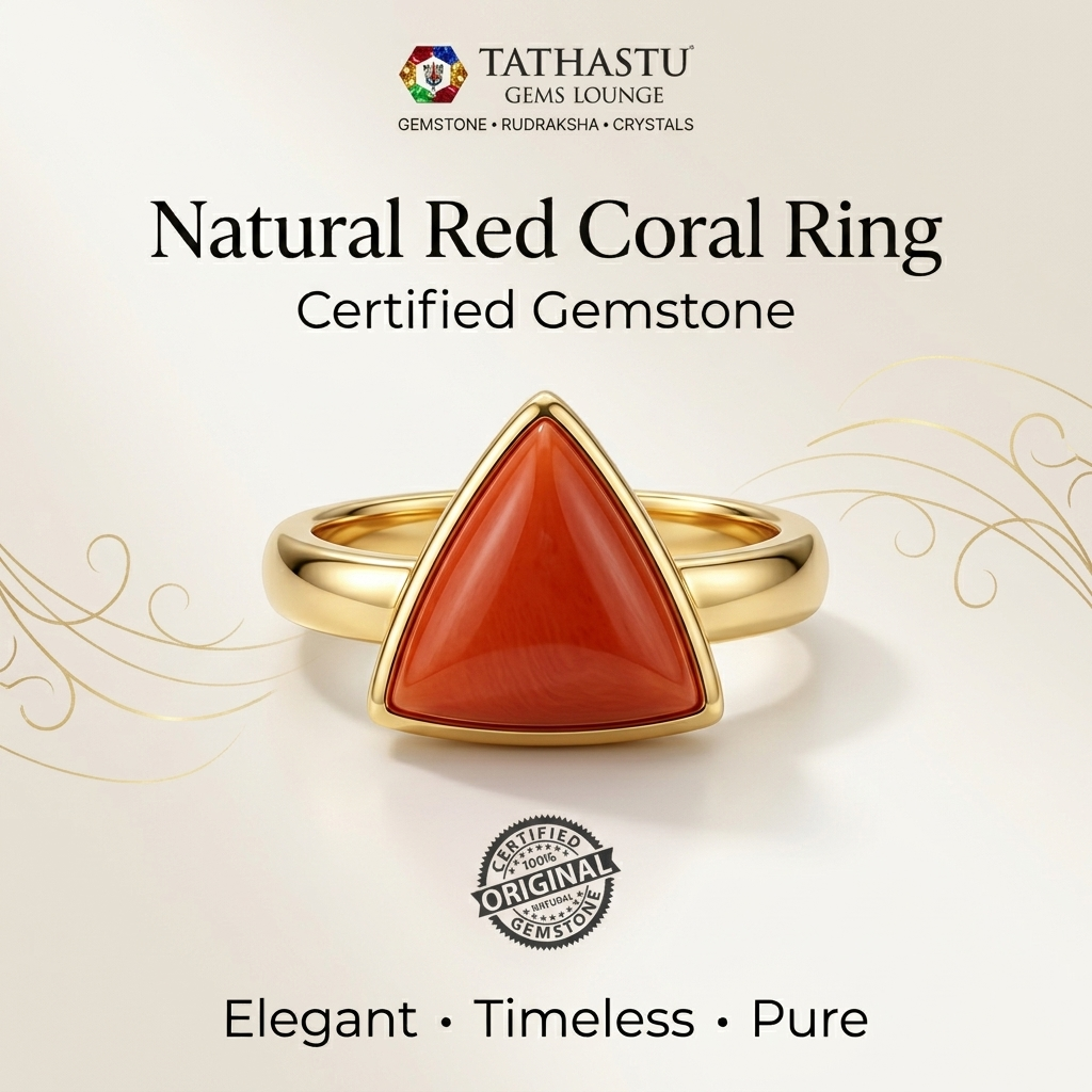 Natural Red Coral (Moonga) Triangle 4.25 Carat – 100% Original Mars (Mangal) Gemstone for Strength & Courage