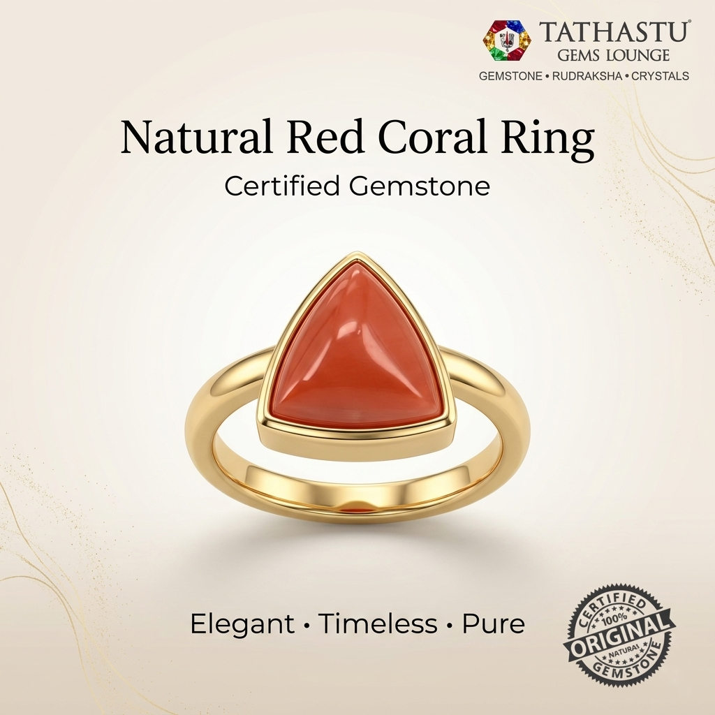 Natural Red Coral (Moonga) Triangle 5.24 Carat – 100% Original Mars (Mangal) Gemstone for Strength & Courage