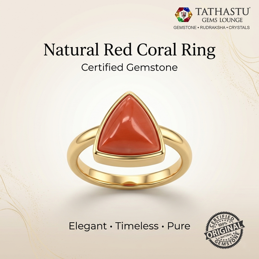Natural Red Coral (Moonga) Triangle 5.24 Carat – 100% Original Mars (Mangal) Gemstone for Strength & Courage