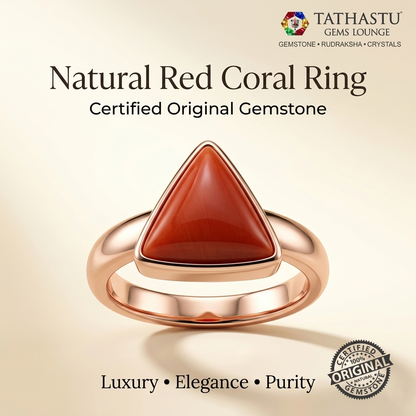 Natural Red Coral (Moonga) Triangle 4.34 Carat – 100% Original Mars (Mangal) Gemstone for Strength & Courage