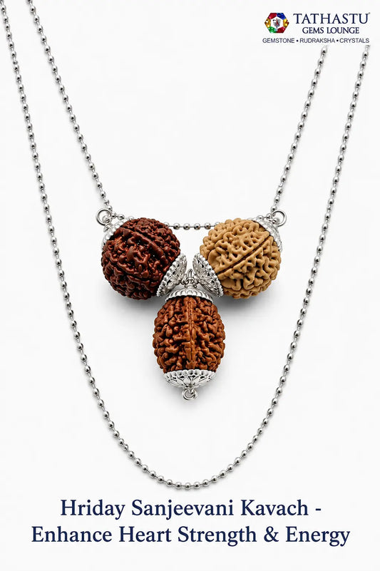 Abhimantrit Hriday Sanjeevani Rudraksha Kavach to enhance heart strength, energy, and vitality - Tathastu Gems Lounge