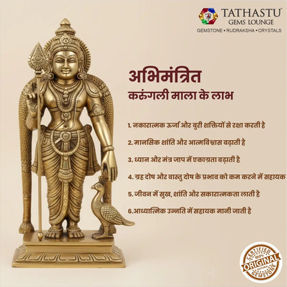 Spiritual benefits of wearing original Karungali Mala for protection and Lord Murugan blessings - Tathastu Gems