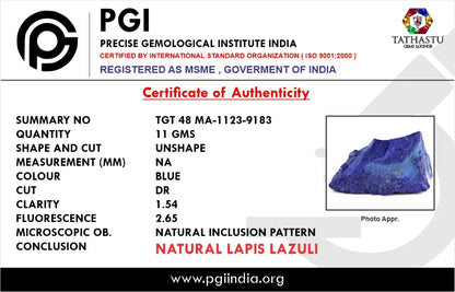 Authentic lab certificate verifying 100 percent original Natural Lapis Lazuli Rough crystal stone - Tathastu Gems