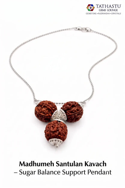 Abhimantrit Madhumeh Santulan Kavach sugar balance support pendant for health and vitality - Tathastu Gems Lounge