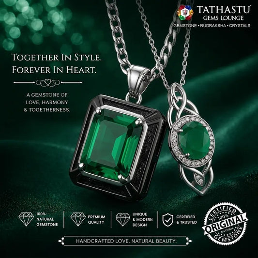 Original certified onyx 3.85 carats silver couple pendant by tathastu gems lounge