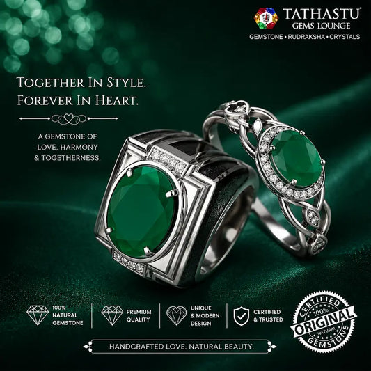 Original certified onyx 3.91 carats silver couple rings by tathastu gems lounge