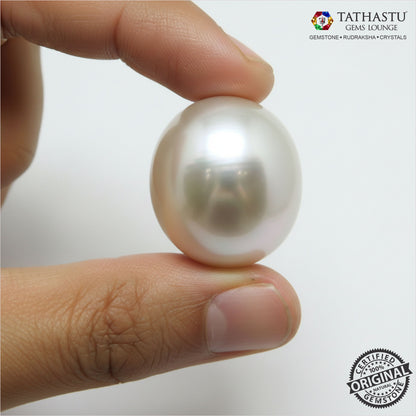 Natural White South Sea Pearl (Saccha Moti) 3.10 Carats – 100% Original & Lab Certified Moon (Chandra) Gemstone for Balance & Prosperity