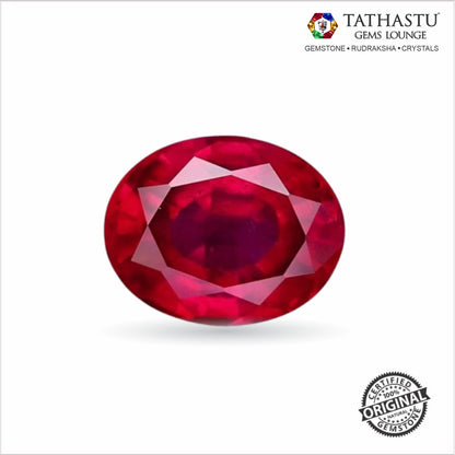 Natural Red Ruby (Manik) 4.57 Carat – 100% Original & Lab Certified Sun (Surya) Gemstone for Power & Confidence