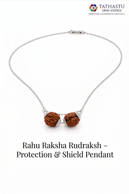 Abhimantrit Rahu Raksha Rudraksh Protection and Shield Pendant to remove Rahu dosha and negative energy - Tathastu Gems Lounge