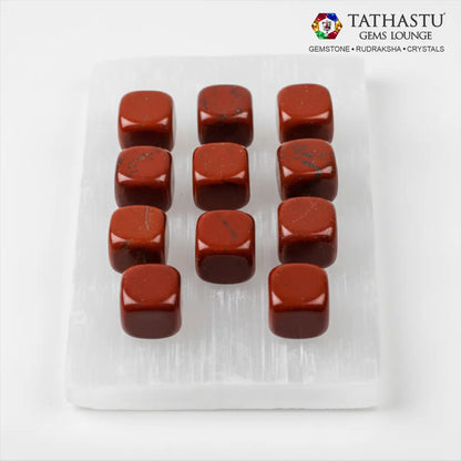 Set of original Red Jasper Tumble stones arranged in a grid for physical stamina, emotional balance, and protection - Tathastu Gems
