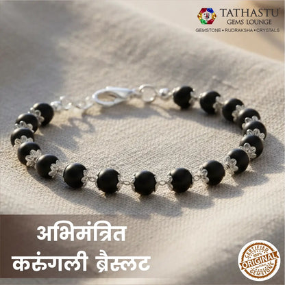 Original Karungali Bracelet with pure silver capping for men and women - Tathastu Gems Lounge