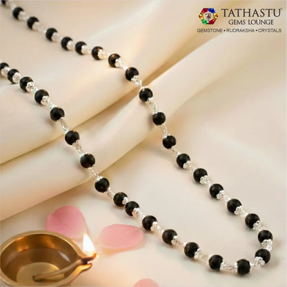 Original Karungali Mala with pure silver capping for wealth and protection - Tathastu Gems Lounge