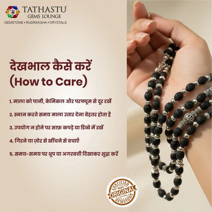 Complete guide on how to wear and maintain Silver Capped Karungali Mala - Tathastu Gems