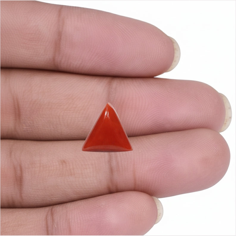Natural Red Coral (Moonga) Triangle 5.29 Carat – 100% Original Mars (Mangal) Gemstone for Strength & Courage