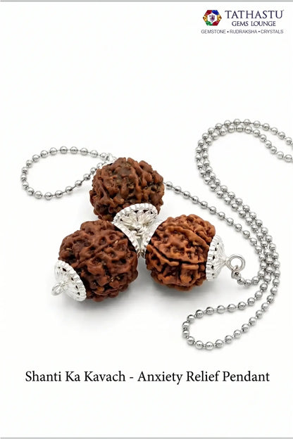 Abhimantrit Shanti Ka Kavach anxiety relief pendant for mental peace, stress reduction, and emotional balance - Tathastu Gems Lounge