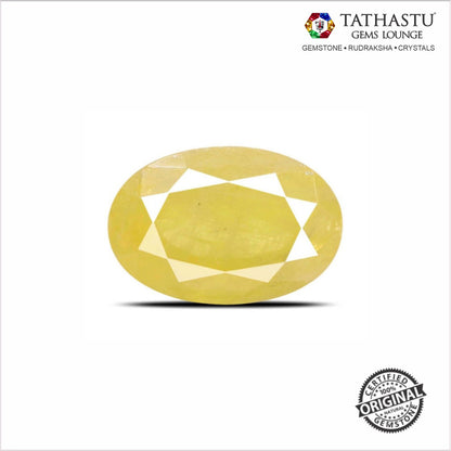 Natural Yellow Sapphire (Phukhraj) 3.72 Carat – Certified Jupiter Gemstone for Wealth & Success