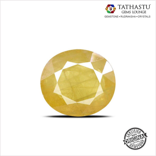 Natural Yellow Sapphire (Pukhraj) 3.40 Carat – 100% Original & Lab Certified Jupiter (Guru) Gemstone for Wealth & Success