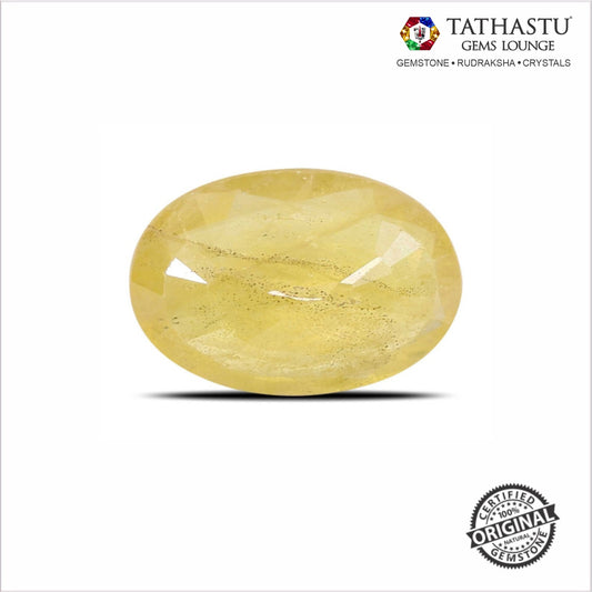 Natural Yellow Sapphire (Pukhraj) 5.27 Carat – 100% Original & Lab Certified Jupiter Gemstone for Wealth & Success