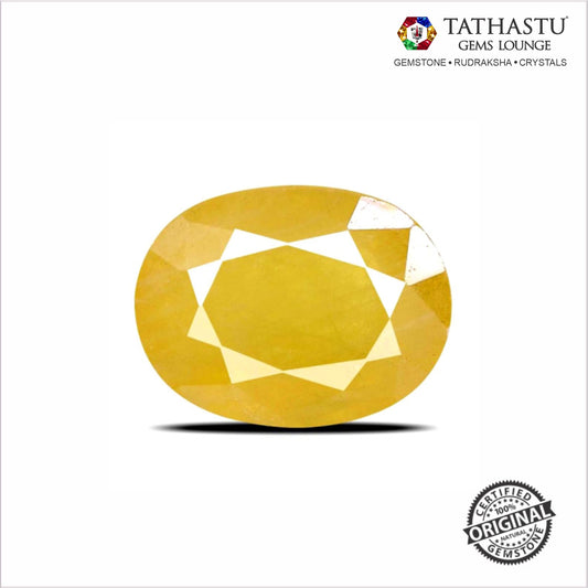 Natural Yellow Sapphire (Pukhraj) 4.10 Carat – 100% Original & Lab Certified Jupiter Gemstone for Wealth & Success