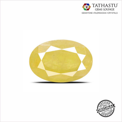Natural Yellow Sapphire (Pukhraj) 4.12 Carat – 100% Original & Lab Certified Jupiter (Guru) Gemstone for Wealth & Success
