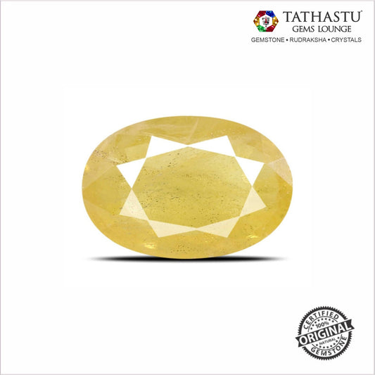 Natural Yellow Sapphire (Pukhraj) 5.27 Carat – 100% Original & Lab Certified Jupiter Gemstone for Wealth & Success